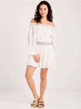 Hollister White Off-Shoulder Strapless Dress